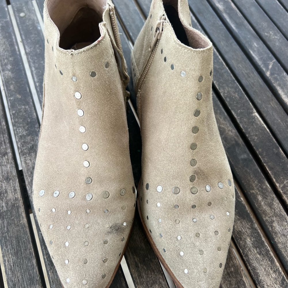 Free People Taupe Studded Suede Ankle Booties